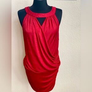Red Guess Marciano Ruched Dress w/Exposed Side Zipper